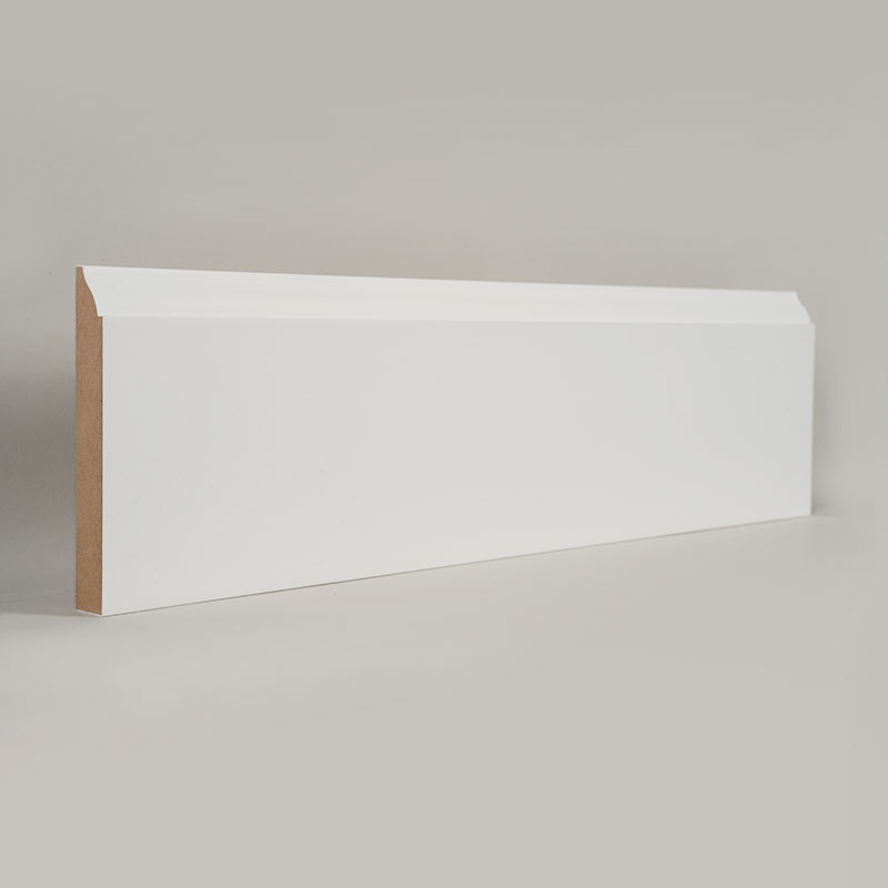 MDF-Sockelleiste (grundiert und perlweiß) 3/5' x 4 1/4'