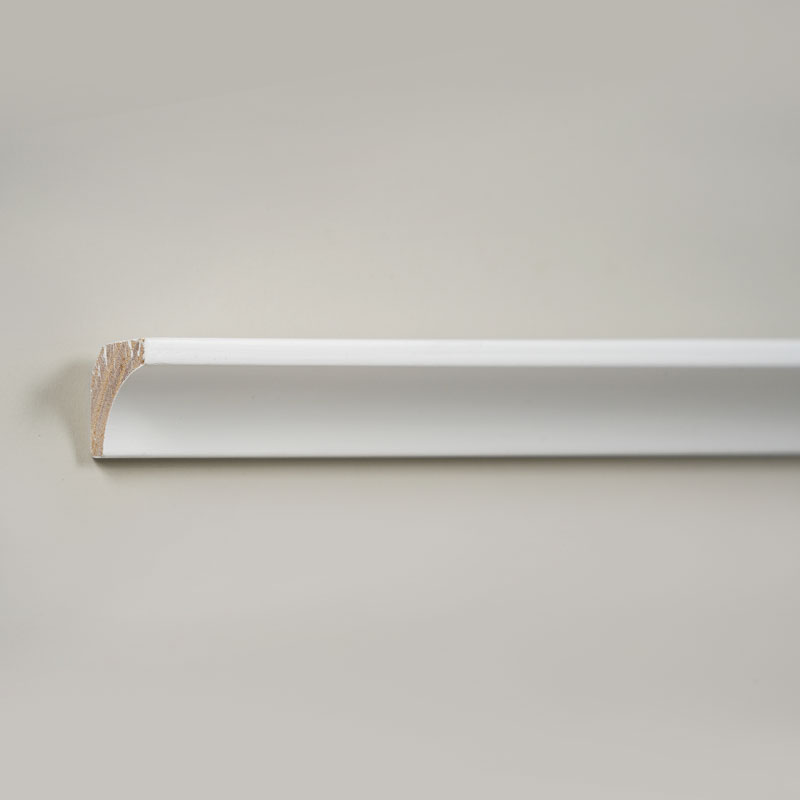 Massivholz-Inneneckleiste/Scotia-Leiste (grundiert mit Spachtelmasse) – Weiß 7/8