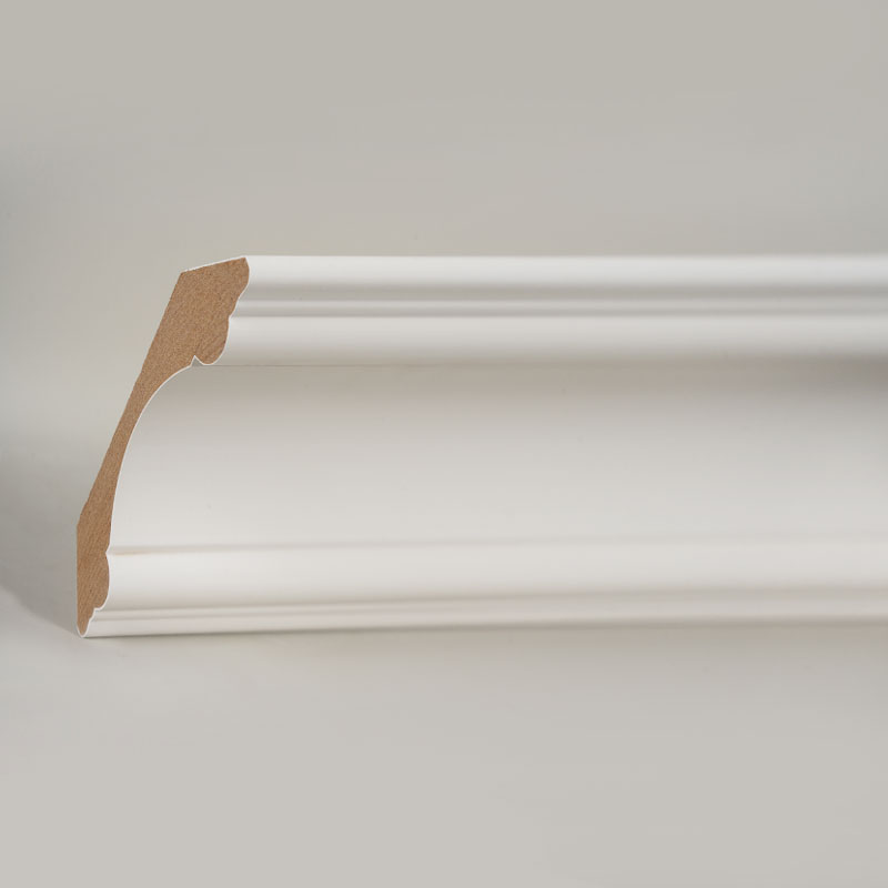 MDF-Kronenleiste (spachtelgrundiert und perlweiß), 3/4' x 3 3/8' MDF-Kronenleiste (spachtelgrundiert und perlweiß), 3/4' x 3 3/8'