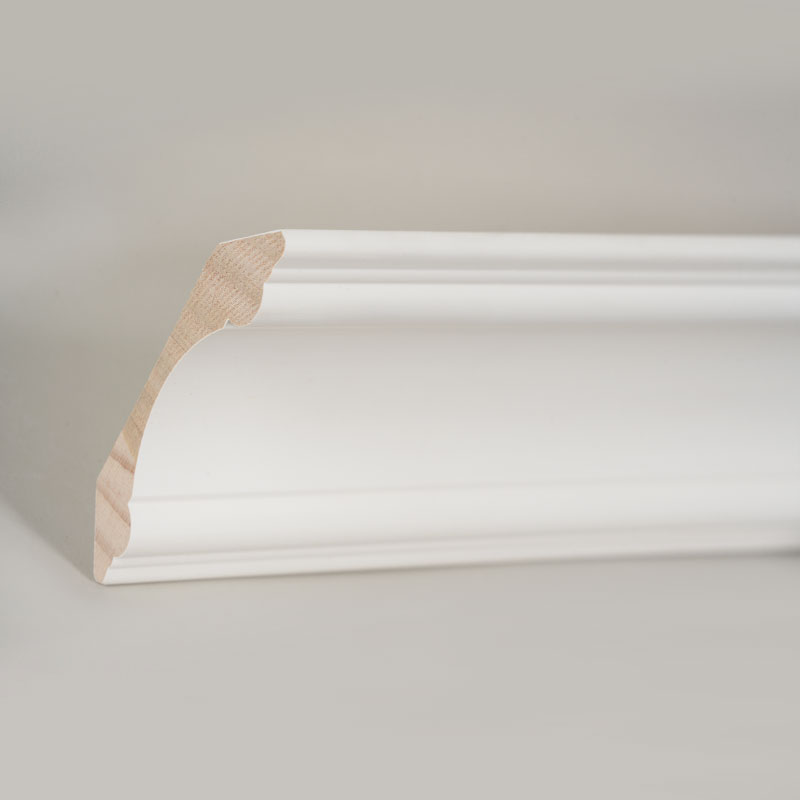 Zierleiste aus Kiefernholz (grundiert und perlweiß), 3/4' x 3 3/8' Zierleiste aus Kiefernholz (grundiert und perlweiß), 3/4' x 3 3/8'