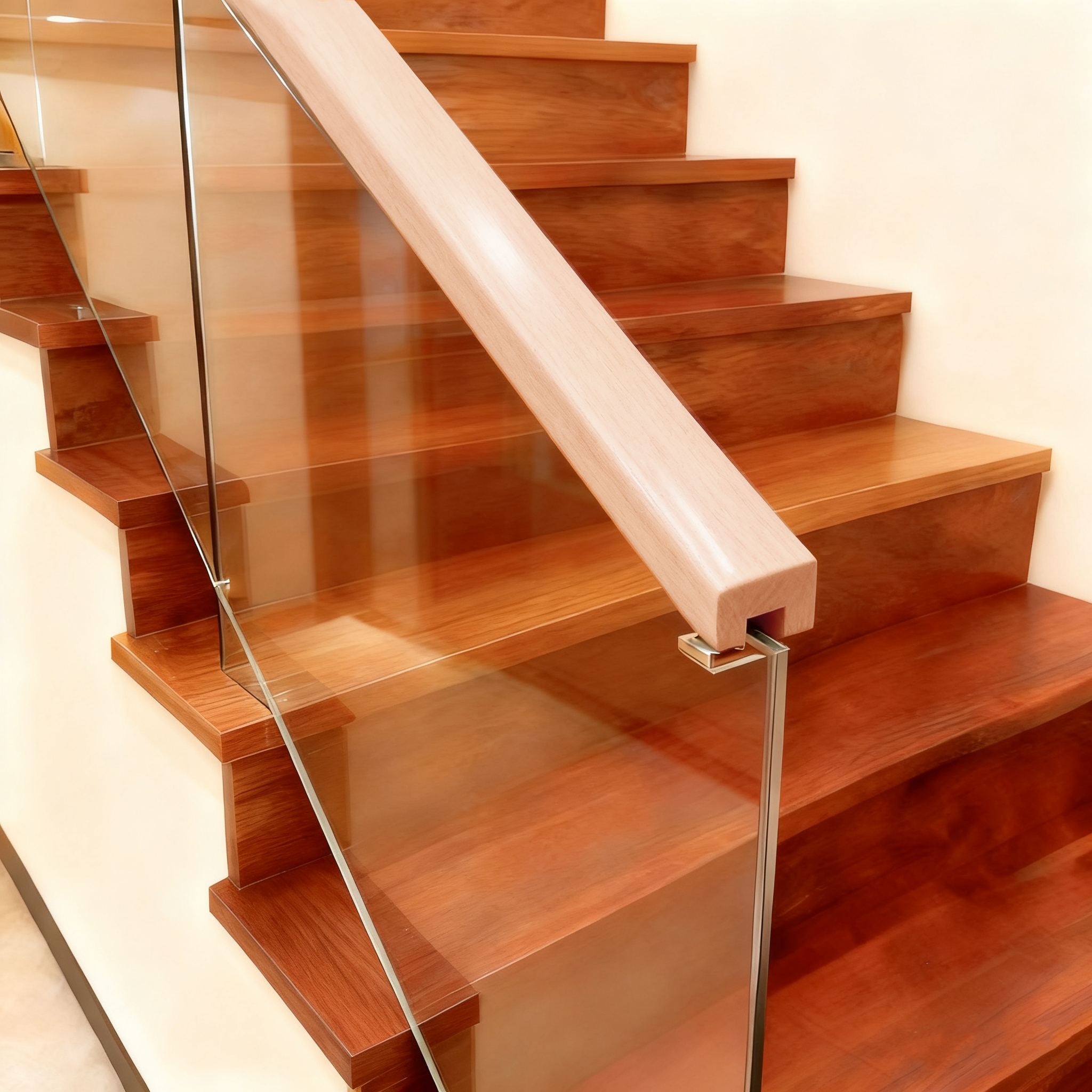 Treppenhandläufe aus Massivholz (PVC umwickelt) – Eichenfarbe, 1 3/7' x 1 3/7'